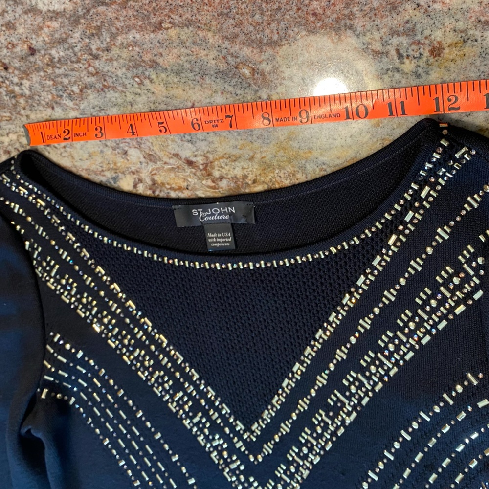 St. John Couture - Geometric Pointelle Jacquard Sweater - READ MEASUREMENTS - Picture 6 of 17